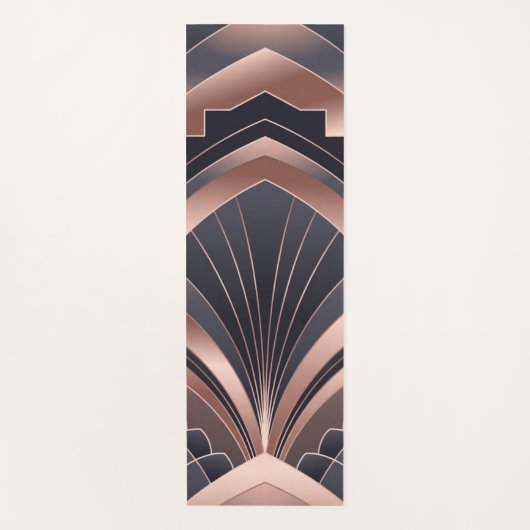 Rose Gold Navy Geometric Fan Neo Deco Art Yogamatte (Vorderseite)
