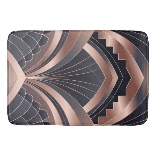 Rose Gold Navy Geometric Neo Art Deco Badematte (Vorderseite)