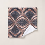 Rose Gold Navy Geometric Neo Art Deco Badhandtuch Set (Waschlappen)