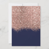 Rose Gold Navy Glitzer Confetti Foto Hochzeit Save The Date (Rückseite)