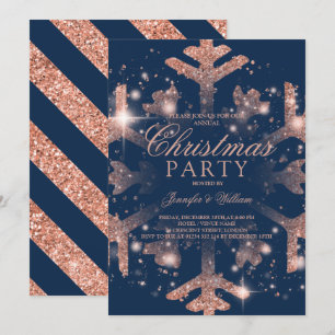 Rose Gold Navy Glitzern Xmas Feiertag Party Einladung