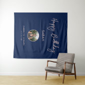 Rose Gold & Navy Happy Geburtstag Foto Hintergrund Wandteppich (Beispiel (Horizontal))