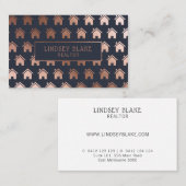 Rose Gold Navy House Realtor Beruflich Visitenkarte (Vorne/Hinten)