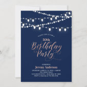 Rose gold & Navy Moderne 60. Erwachsene Geburtstag Einladung (Vorderseite)