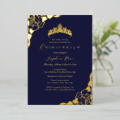 Rose Gold Navy Quinceanera Geburtstag Folieneinladung (Stehend vorne)