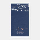 Rose Gold & Navy String Lights Elegante Cheers Serviette (Vorderseite)