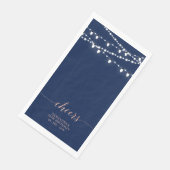 Rose Gold & Navy String Lights Elegante Cheers Serviette (Ecke)