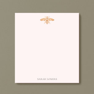 Rose Gold Niedliche Biene Rosa Natur Personalisier Notizblock