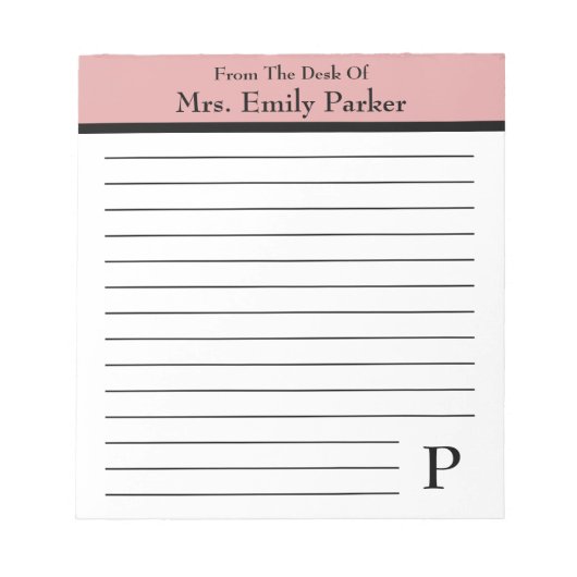 Rose Gold Note vom Schreibtisch aus ~ Personalisie Notizblock (Vorderseite)