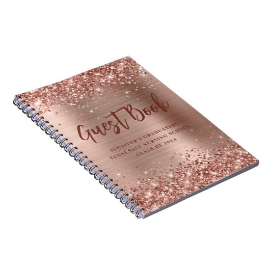 Rose Gold Nursing School Abschluss Gästebuch Notizblock (Rechte Seite)