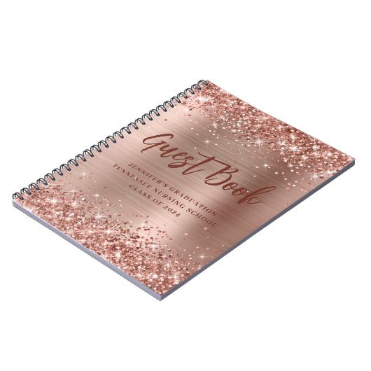 Rose Gold Nursing School Abschluss Gästebuch Notizblock (Linke Seite)