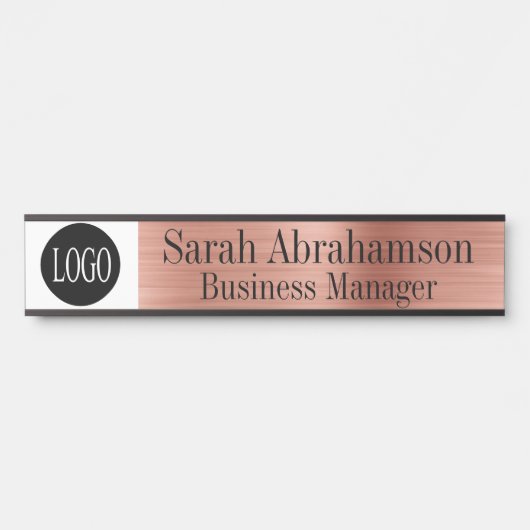 Rose Gold Office Door Signierung Long 10" Namenspl Türschild (Vorderseite )