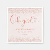 Rose Gold Oh Girl Confetti Minimal Script Serviette (Vorderseite)