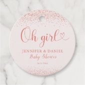 Rose Gold Oh Girl Favor Confetti Script Geschenkanhänger (Vorderseite)