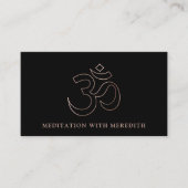 Rose Gold Om Om Symbol Meditation Lehrer Schwarz Visitenkarte (Vorderseite)
