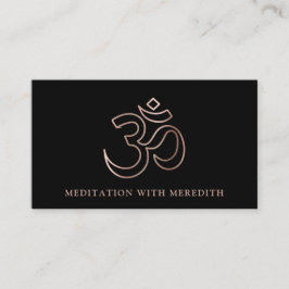 Rose Gold Om Om Symbol Meditation Lehrer Schwarz Visitenkarte