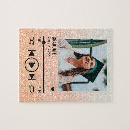 Rose Gold Ombre Abschluss Foto Song Playlist Puzzle (Horizontal)