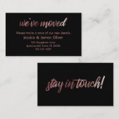 Rose Gold Ombre auf der schwarzen "We ve Moved"-Ka Visitenkarte (Vorne/Hinten)