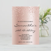Rose Gold Ombre Foil Confetti Glitzer Einladung (Stehend Vorderseite)