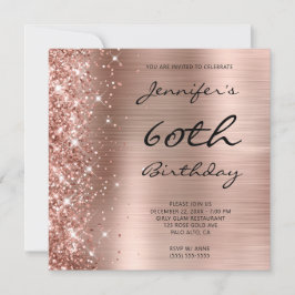 Rose Gold Ombre Foil Verlassen Glitzer 60. Geburts Einladung