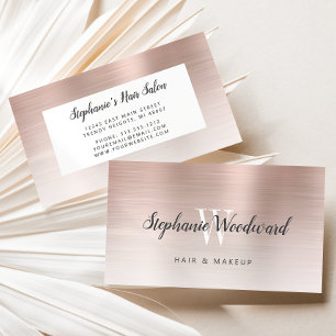 Rose Gold Ombre gebürstetes Metall Monogramm Frise Visitenkarte
