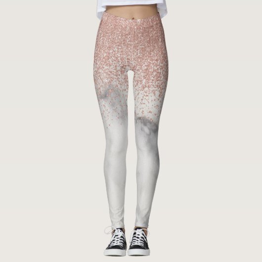 Rose Gold Ombre Glitzer Fading Marble trendy Leggings (Vorderseite)