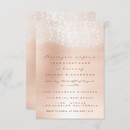 Rose Gold Ombre Glitzer Formal Einladung Park (Vorne/Hinten)