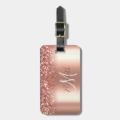 Rose Gold Ombre Glitzer Metal Monogramm Gepäck Gepäckanhänger (Vorderseite vertikal)