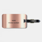 Rose Gold Ombre Glitzer Metal Monogramm Gepäck Gepäckanhänger (Rückseite horizontal)