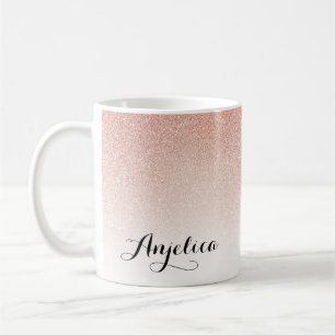 Rose Gold Ombre Imitats Glitzer Name Rosa Kaffee T Kaffeetasse