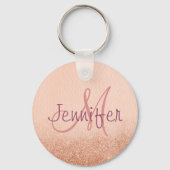 Rose Gold Ombre Monogramm Personalisiertes Geschen Schlüsselanhänger (Vorderseite)