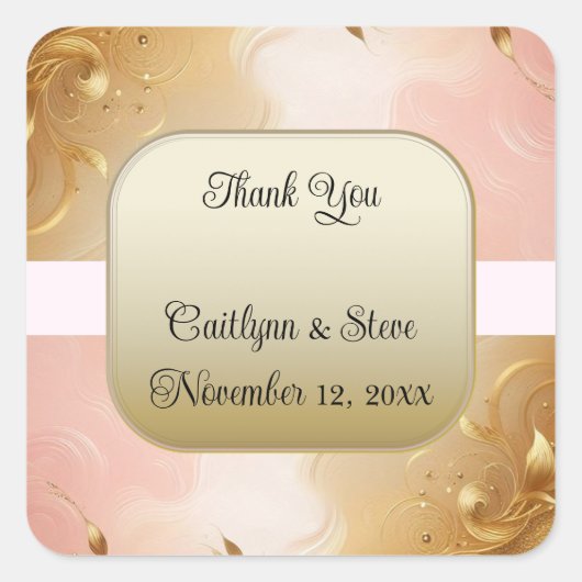 Rose Gold Ombre Wedding Square Sticker (Vorderseite)