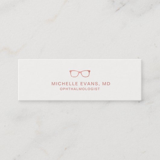 Rose Gold Ophthalmologe Eyeglasses Mini Visitenkarte (Vorderseite)