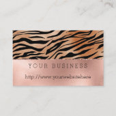 Rose Gold Orange Black Tiger Print Visitenkarte (Vorderseite)