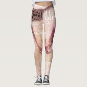 Rose Gold Orchid Word Cloud Embedded Foto Leggings (Vorderseite)