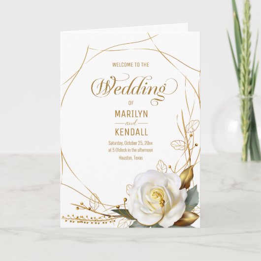 Rose Gold Organic Floral Wedding Program Programm (Vorderseite)