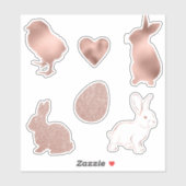 Rose Gold Osterfrühling Bunny Egg Glitzer Aufkleber (Blatt)