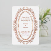 Rose Gold Oval Picture Frame Einladung (Stehend vorne)