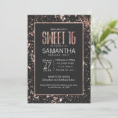 Rose Gold Paint Spritzer Sweet 16 Einladungen (Stehend Vorderseite)