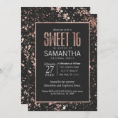 Rose Gold Paint Spritzer Sweet 16 Einladungen (Vorne/Hinten)