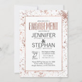 Rose Gold Paint Spritzers Engagement Party lädt ei Einladung (Vorderseite)