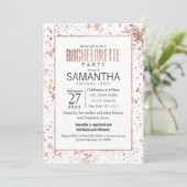 Rose Gold Paint Spritzers Junggeselinnen-Abschied Einladung (Stehend Vorderseite)