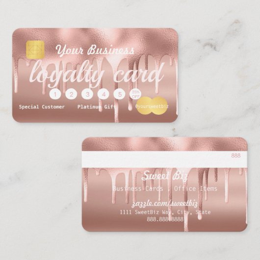 Rose Gold Paint Tropfen Treue Credit Visitenkarte (Vorne/Hinten)