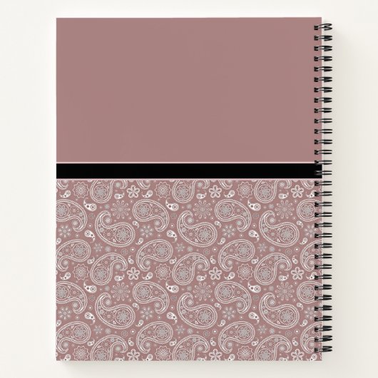 Rose Gold Paisley und Black Spiral Notebook Notizblock (Rückseite)