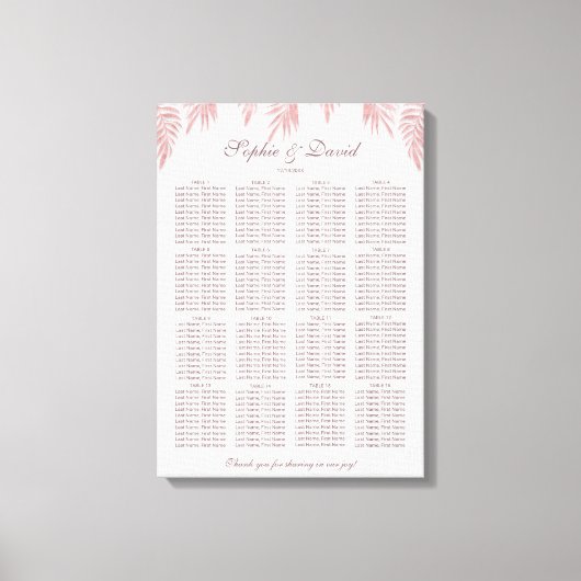 Rose Gold Palm Blätter Hochzeitskarte Leinwanddruck (Vorderseite)
