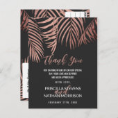 Rose Gold Palm Fronds Black Modern Vielen Dank Postkarte (Vorne/Hinten)