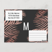 Rose Gold Palm Tree Fronds Black Modern Rett Date Postkarte (Rückseite)