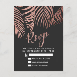 Rose Gold Palm Tree Fronds Black Modern UAWG Postkarte