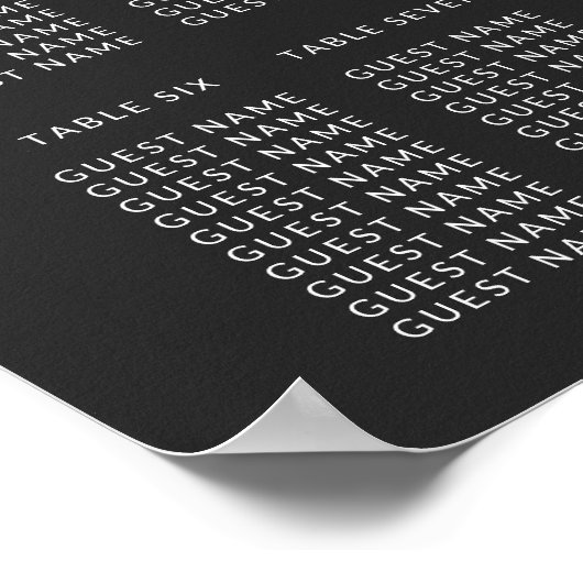 Rose Gold Palm Tree Fronds Black Seating Chart Poster (Ecke)