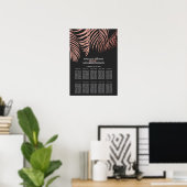 Rose Gold Palm Tree Fronds Black Seating Chart Poster (Heimbüro)